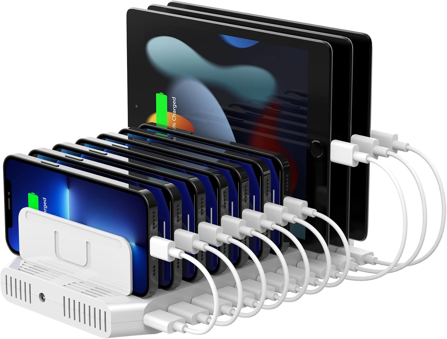 Unitek 60W Handy Ladestation Mehrfach 10 Ports, USB Ladestation für mehrere Geräte mit SmartIC Technik und einstellbaren Teiler für Tablet und Andere USB Geräte